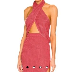 NWT Revolve Camila Coelho Pink rib halter top - the Lyon top Large